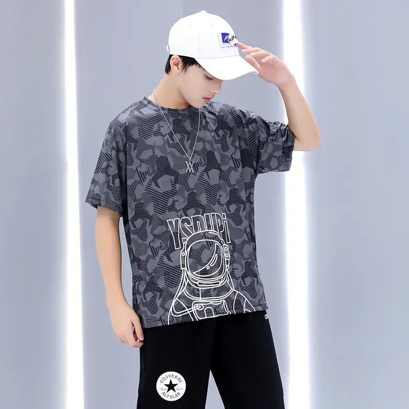 Boys Orange Printed Short Sleeve T-Shirt Western Style - Image 5