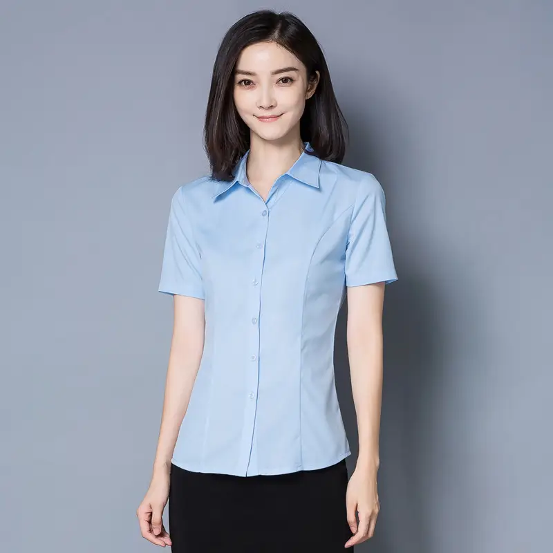 Women's White Short Sleeve Business Shirt Plus Size - Image 8