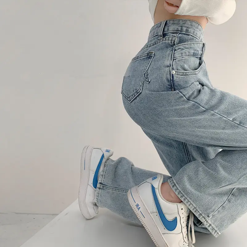 Women's Light Blue Denim Jeans 2022 Spring Summer - Image 6
