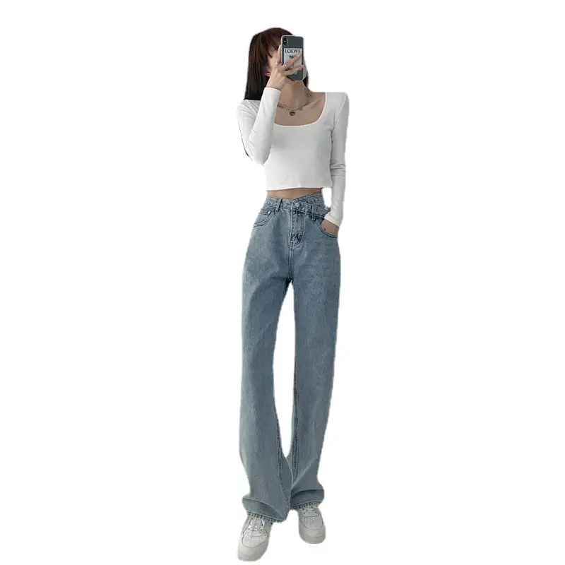 Women's Light Blue Denim Jeans 2022 Spring Summer - Image 9