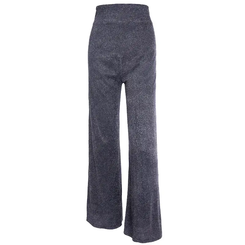 Women Wide Leg Pants Silver Glitter High Waist Loose Fit - Image 8