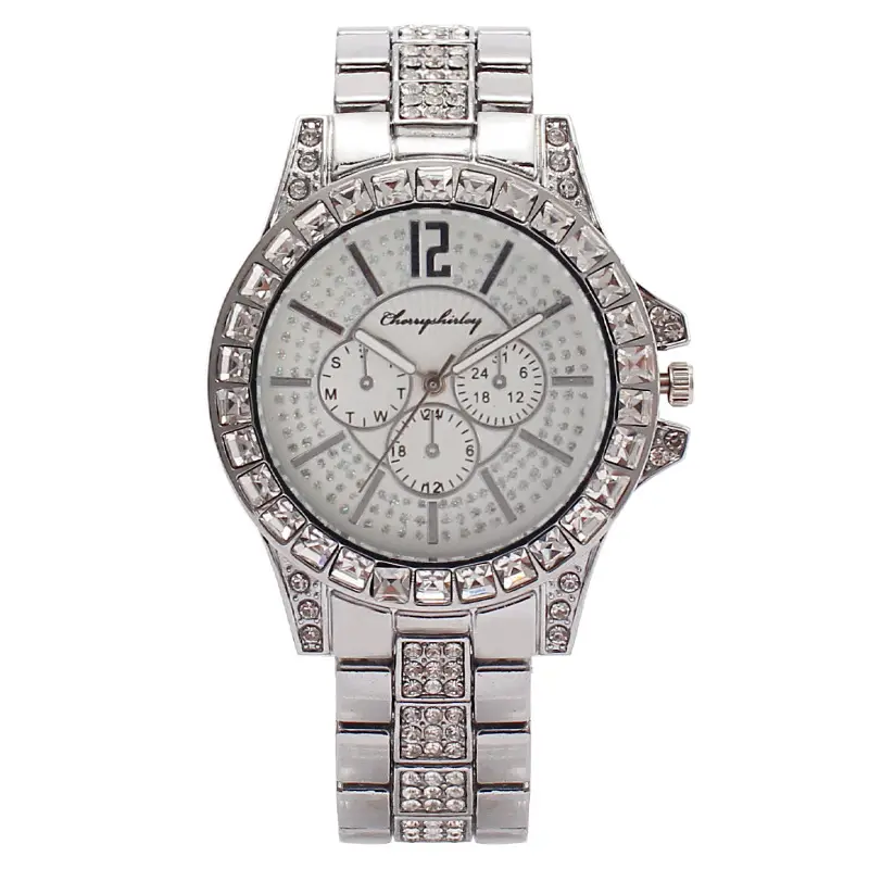 Gold Full Diamond Men's Watch with Three Subdials - Image 4
