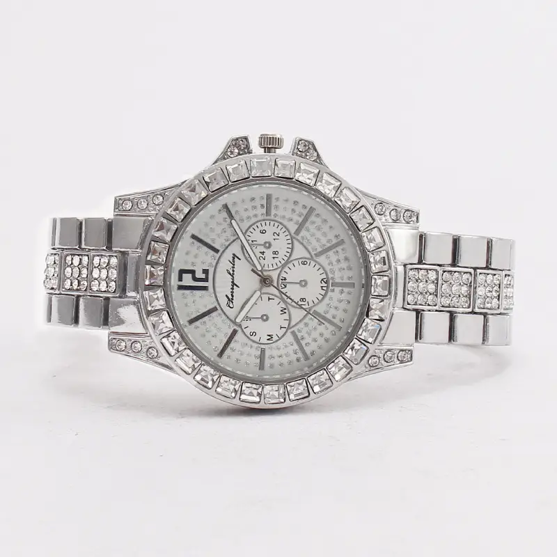 Gold Full Diamond Men's Watch with Three Subdials - Image 5