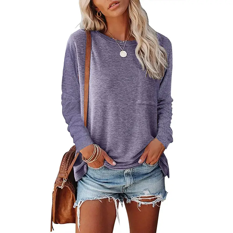 Black Flap Pocket Slit Long Sleeve Casual Top - Image 3