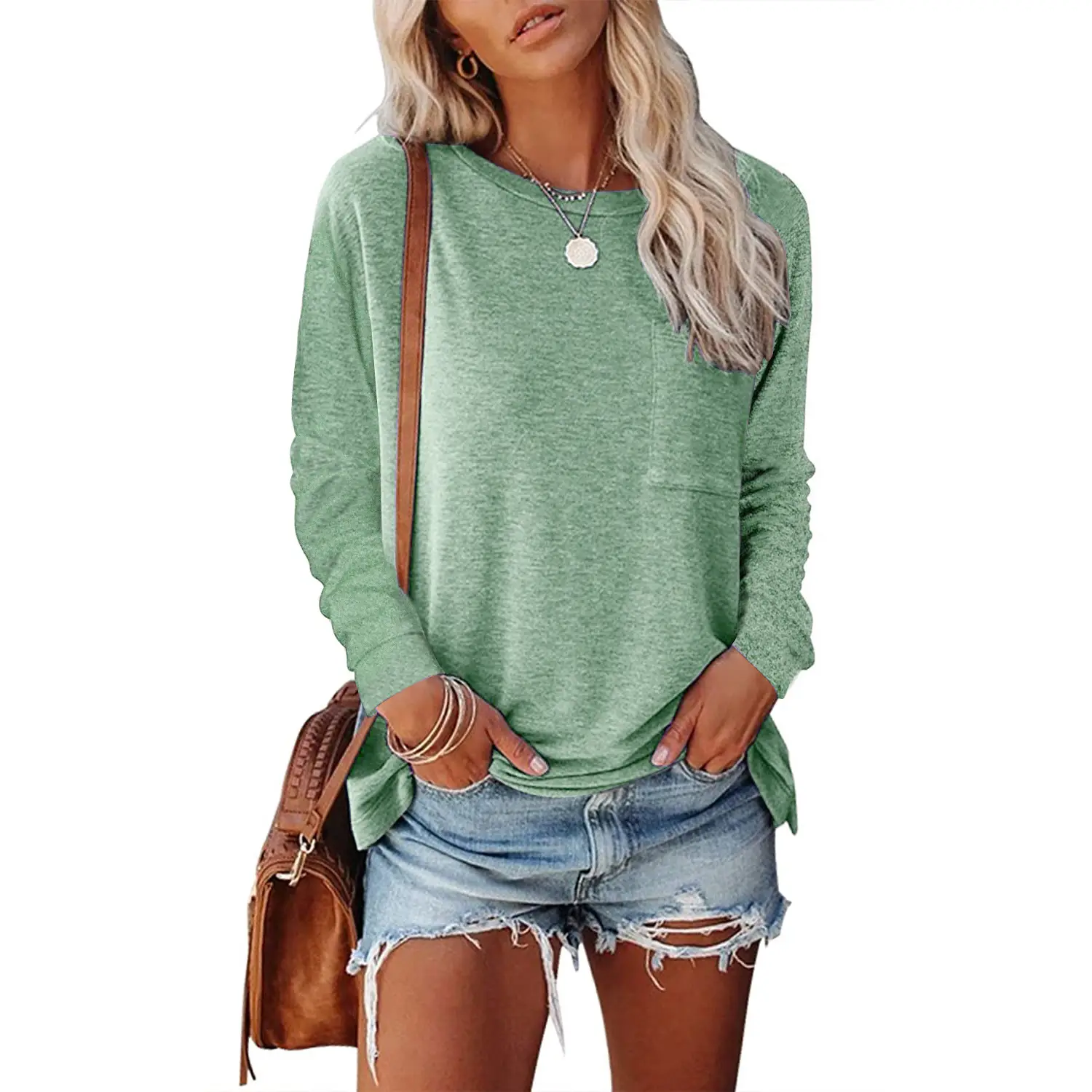 Black Flap Pocket Slit Long Sleeve Casual Top - Image 7