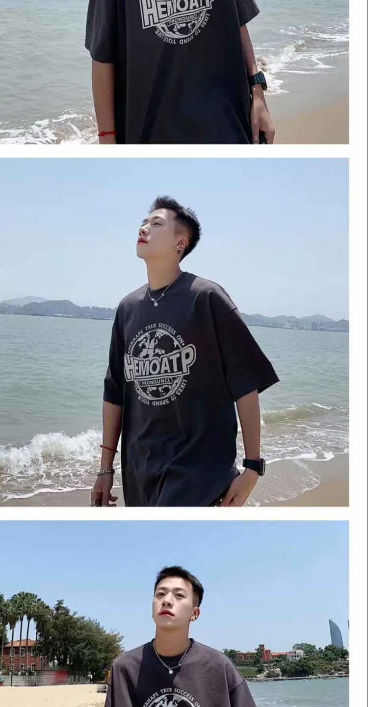 Men's Black Hong Kong Style T-Shirt Loose Fit Summer — feature 10