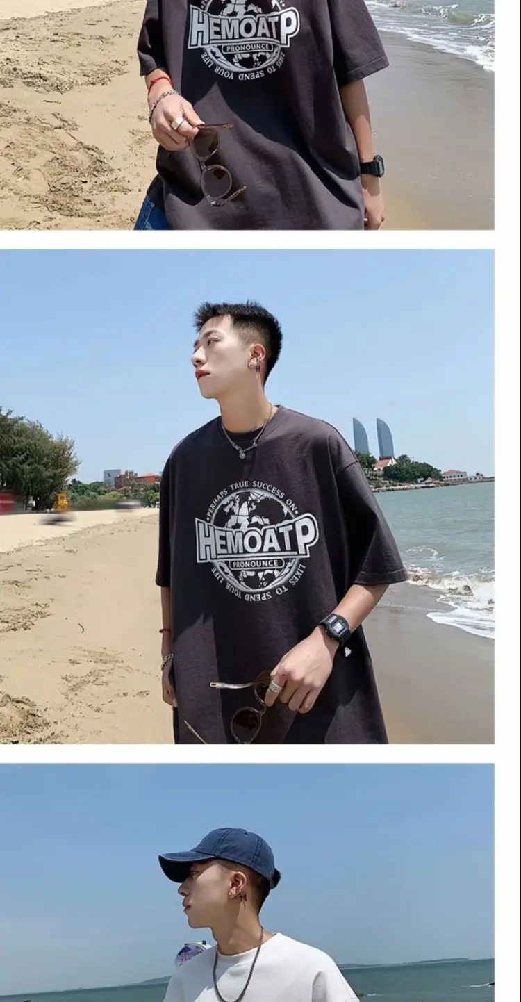 Men's Black Hong Kong Style T-Shirt Loose Fit Summer — feature 11