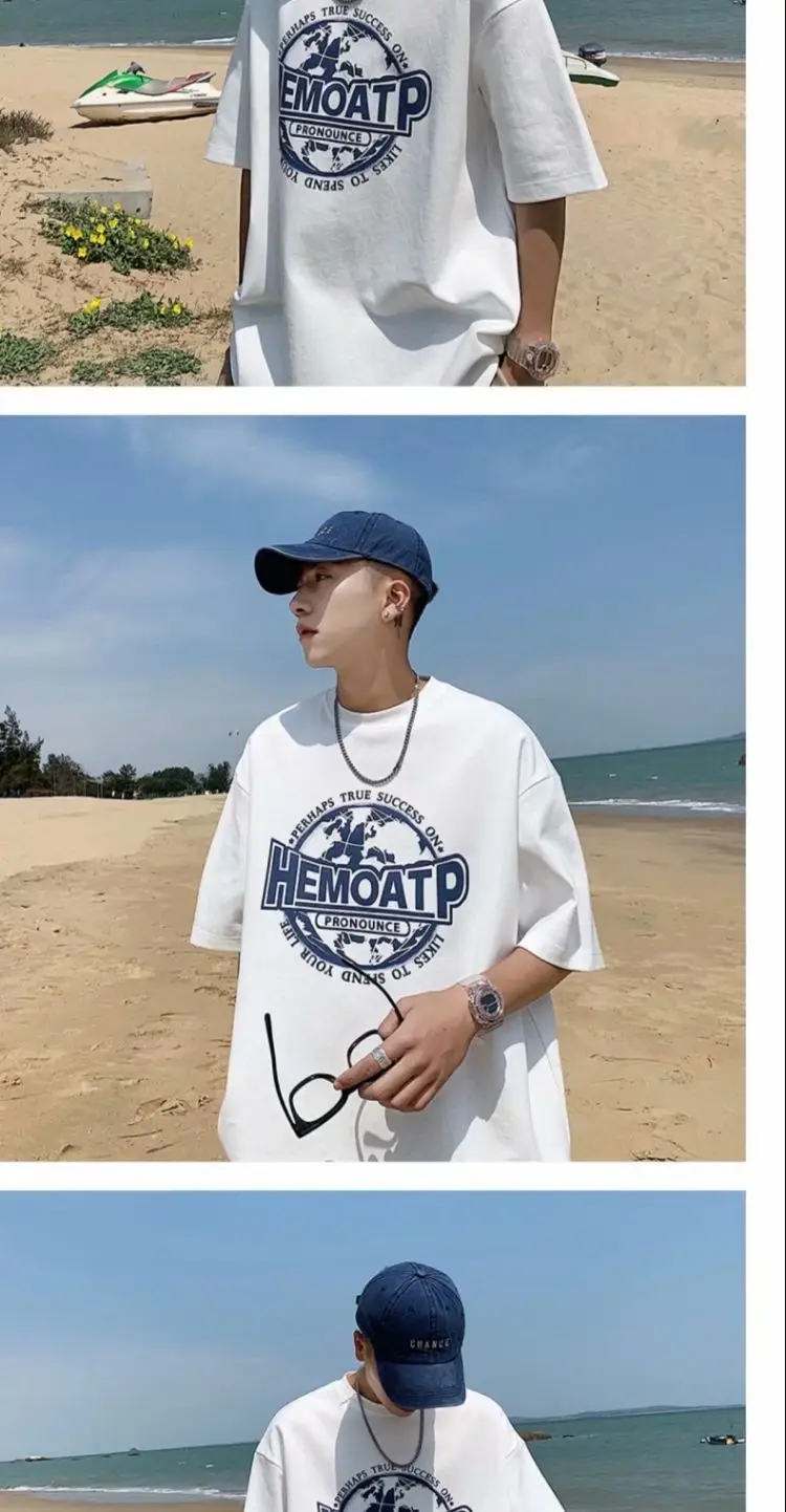 Men's Black Hong Kong Style T-Shirt Loose Fit Summer — feature 12