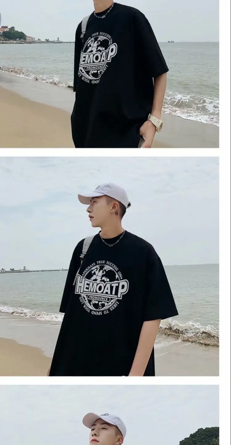 Men's Black Hong Kong Style T-Shirt Loose Fit Summer — feature 15