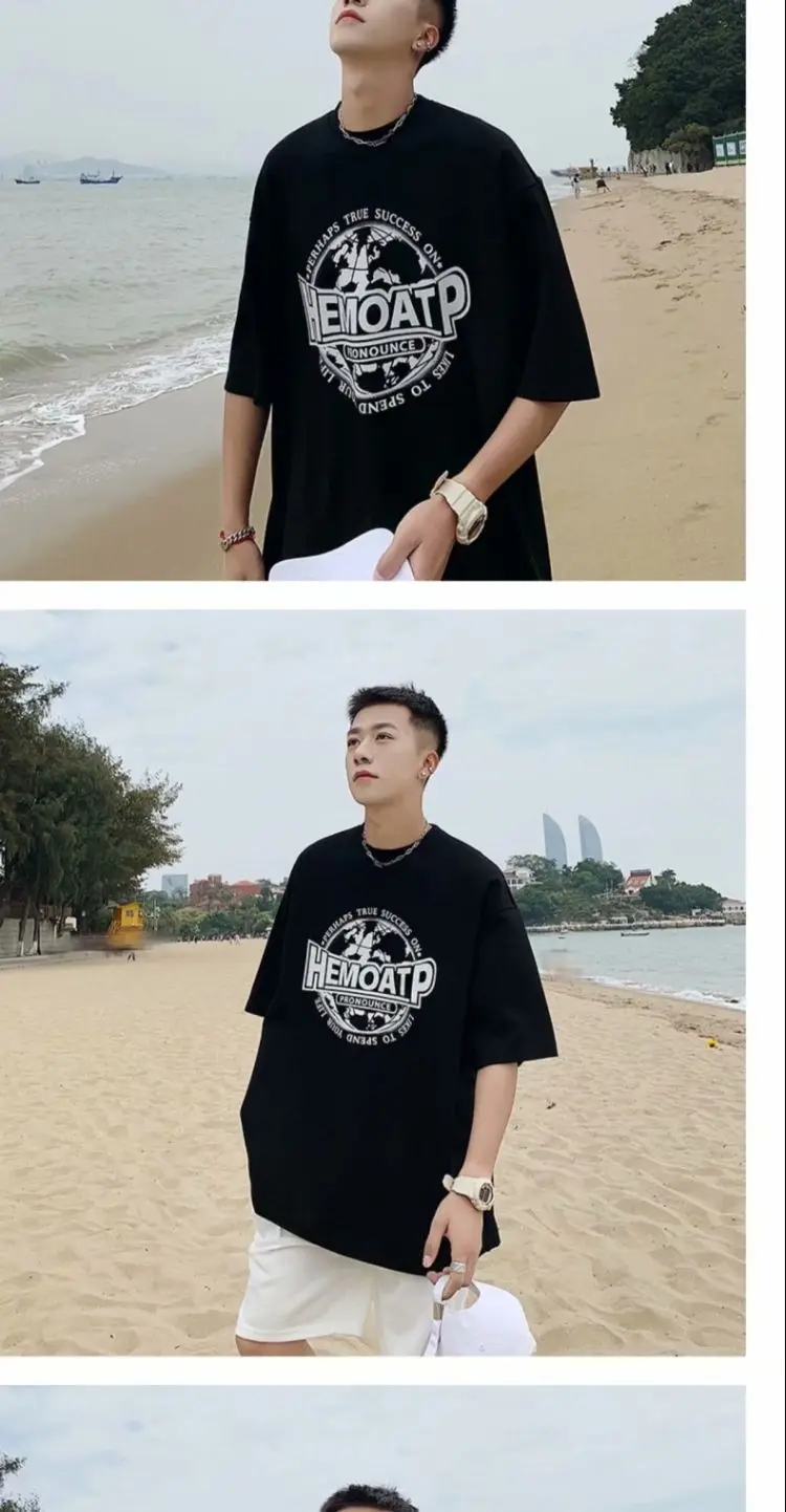 Men's Black Hong Kong Style T-Shirt Loose Fit Summer — feature 17