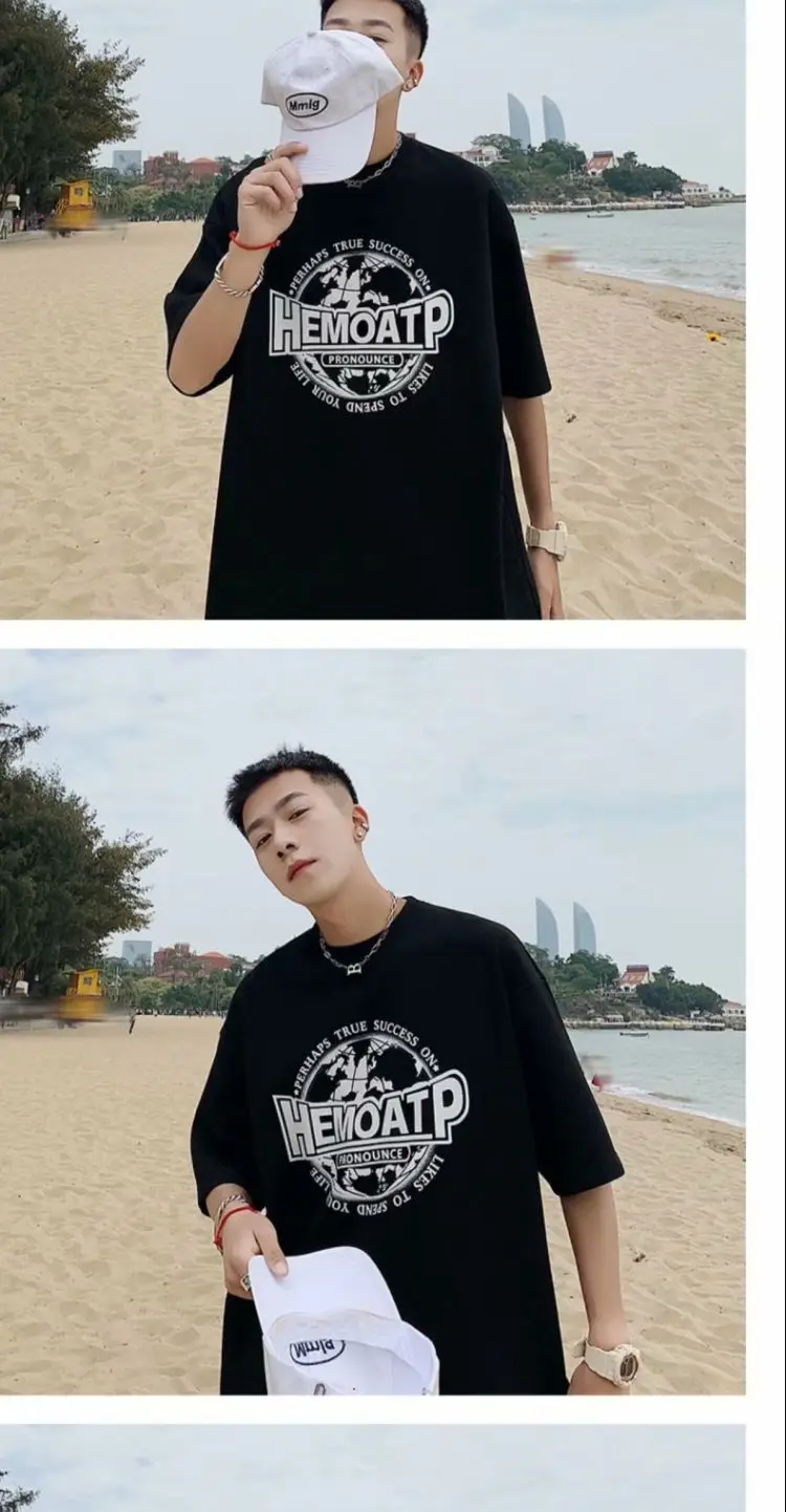 Men's Black Hong Kong Style T-Shirt Loose Fit Summer — feature 18