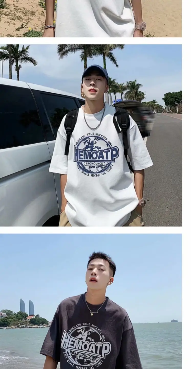 Men's Black Hong Kong Style T-Shirt Loose Fit Summer — feature 6
