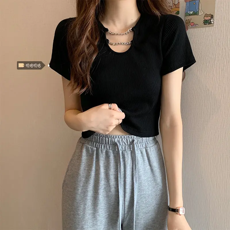 Women Blue Short Sleeve T-Shirt High Waist Pants Set — feature 14
