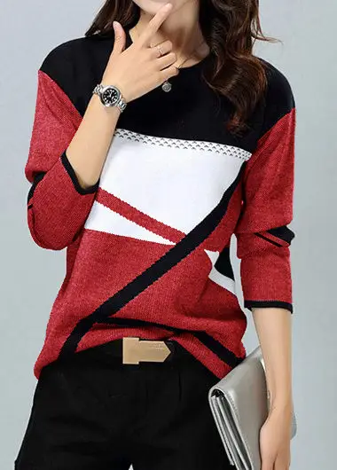 European American Cross-Country Women's Grey Striped Crew Neck T-Shirt - Image 27