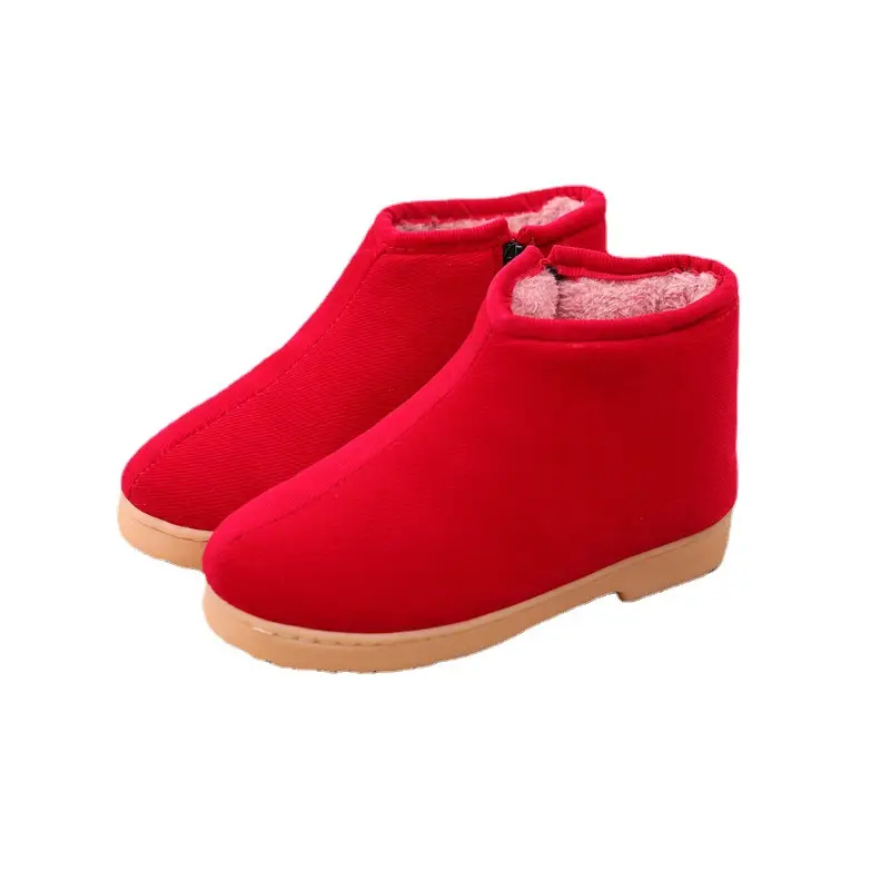 Winter Cotton Slippers Women's Handmade Cotton Shoes Men's Fleece-lined Non-slip Warm Thick Sole Home Indoor Middle-aged and Elderly - Image 10