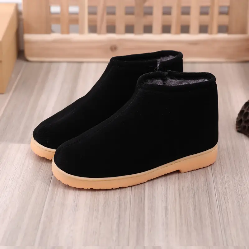 Winter Cotton Slippers Women's Handmade Cotton Shoes Men's Fleece-lined Non-slip Warm Thick Sole Home Indoor Middle-aged and Elderly - Image 2