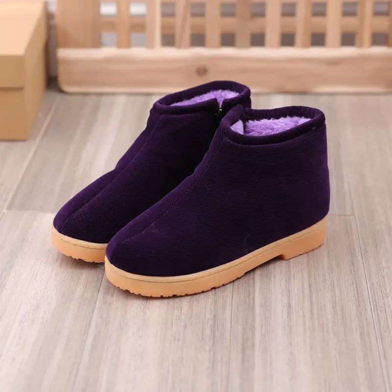Winter Cotton Slippers Women's Handmade Cotton Shoes Men's Fleece-lined Non-slip Warm Thick Sole Home Indoor Middle-aged and Elderly - Image 3