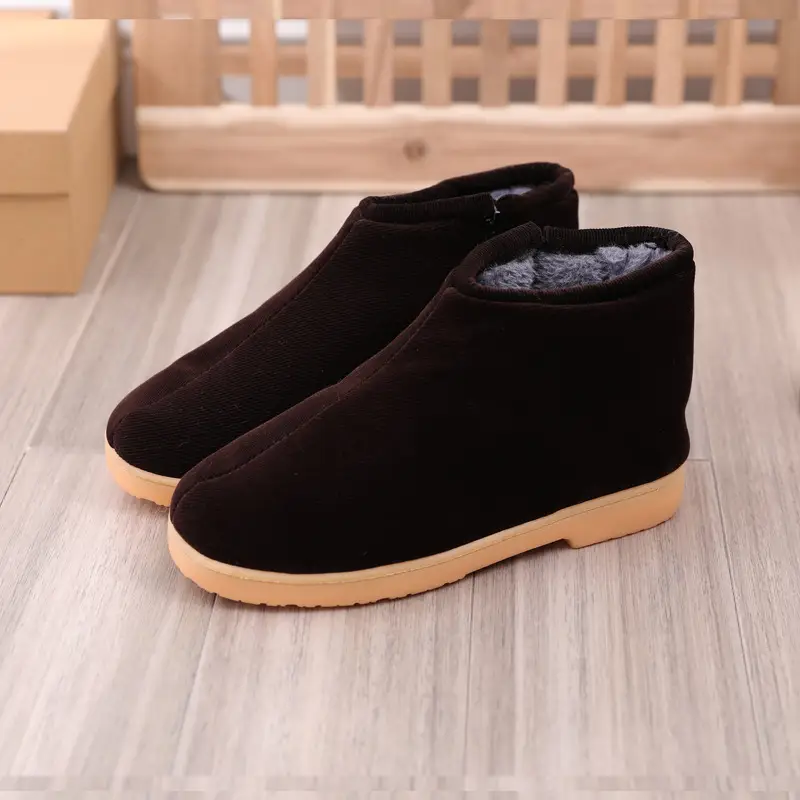 Winter Cotton Slippers Women's Handmade Cotton Shoes Men's Fleece-lined Non-slip Warm Thick Sole Home Indoor Middle-aged and Elderly - Image 4