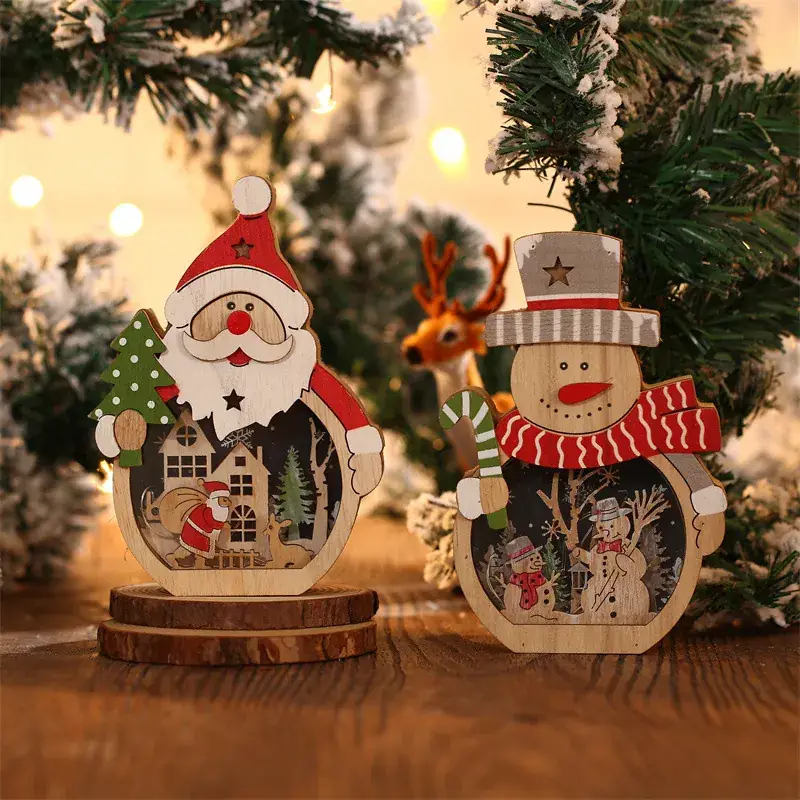 LED Luminous Santa Claus Wooden Ornament for Home Decor - Image 6