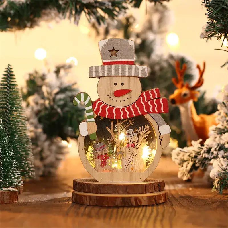 LED Luminous Santa Claus Wooden Ornament for Home Decor - Image 2