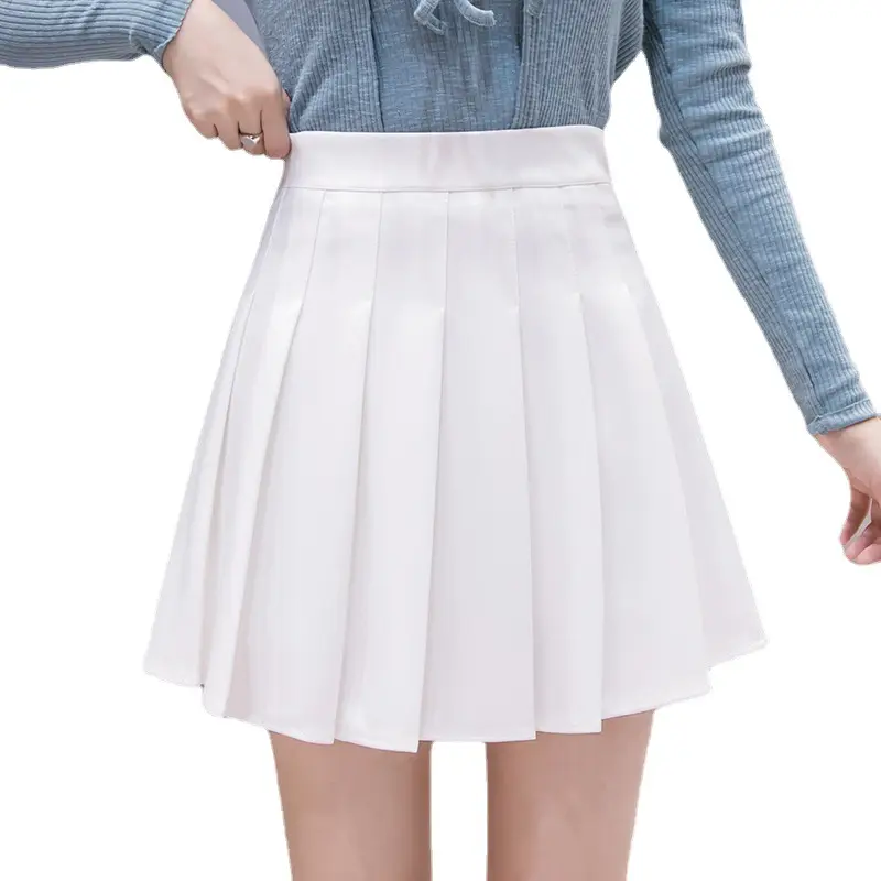 Women's Elastic Waist Pleated Skirt Black White - Image 8