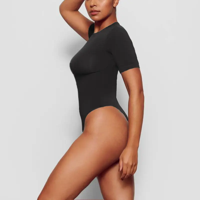 Women's White Tight Half Sleeve Base Coat Jumpsuit - Image 6