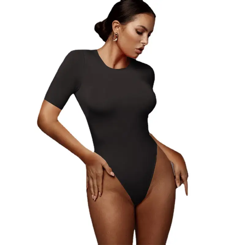 Women's White Tight Half Sleeve Base Coat Jumpsuit - Image 7