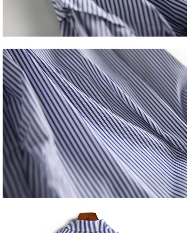 Women V Neck Striped Shirt Blue White Lantern Sleeve 2025 — feature 14