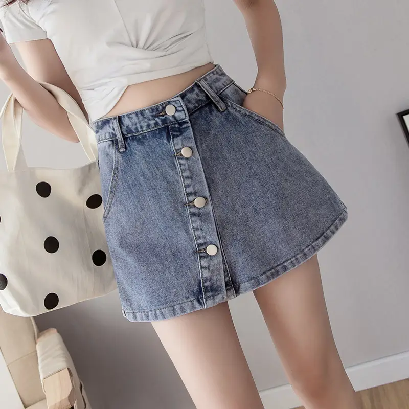 High Waist Denim Shorts Women 2024 Slimming Wide Leg