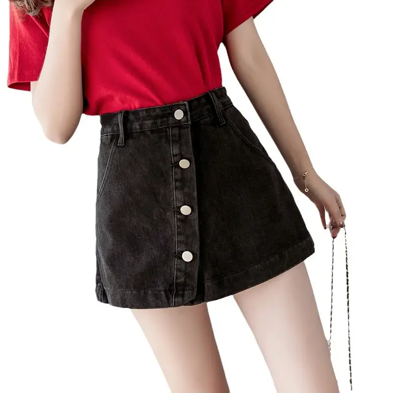 High Waist Denim Shorts Women 2024 Slimming Wide Leg