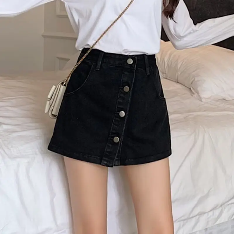High Waist Denim Shorts Women 2024 Slimming Wide Leg