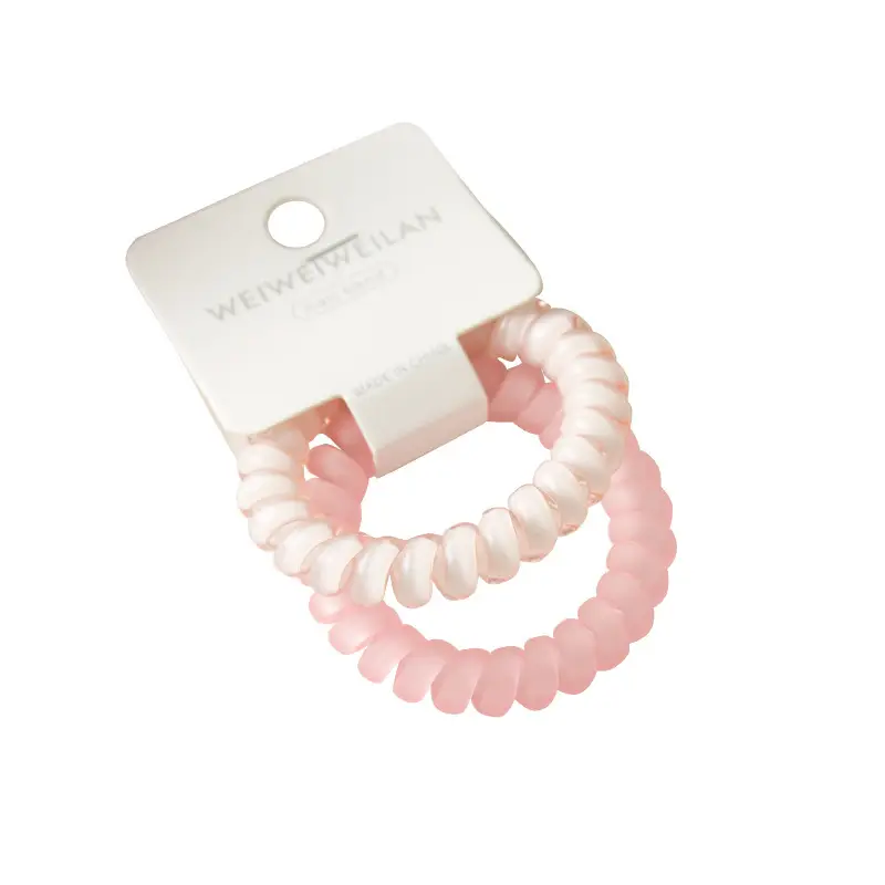 2 Card Pack Super Sweet Candy Color Transparent Frosted Telephone Line Hair Ring Simple Traceless Bracelet