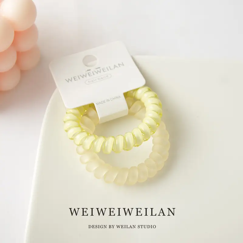 2 Card Pack Super Sweet Candy Color Transparent Frosted Telephone Line Hair Ring Simple Traceless Bracelet