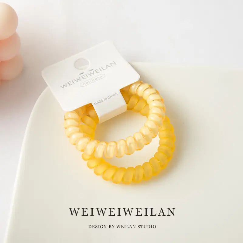 2 Card Pack Super Sweet Candy Color Transparent Frosted Telephone Line Hair Ring Simple Traceless Bracelet