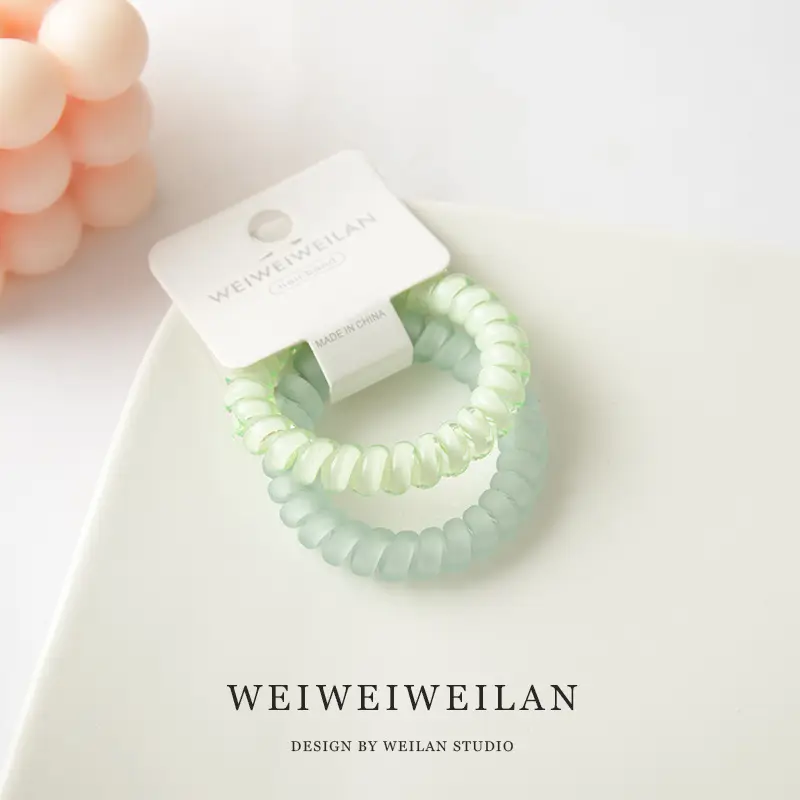 2 Card Pack Super Sweet Candy Color Transparent Frosted Telephone Line Hair Ring Simple Traceless Bracelet
