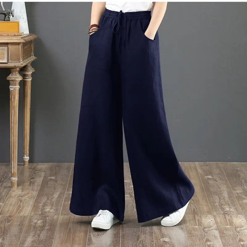 Korean Cotton Linen Wide Leg Pants Large - Image 7