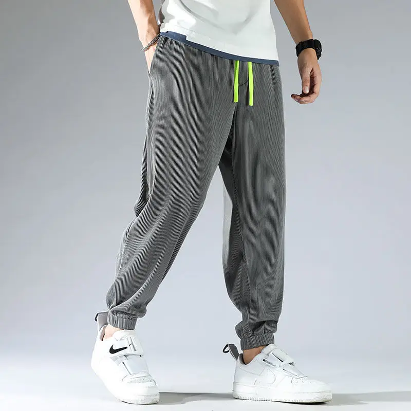Men Ice Silk Pants Summer Loose Nine Point Sports Harem - Image 8