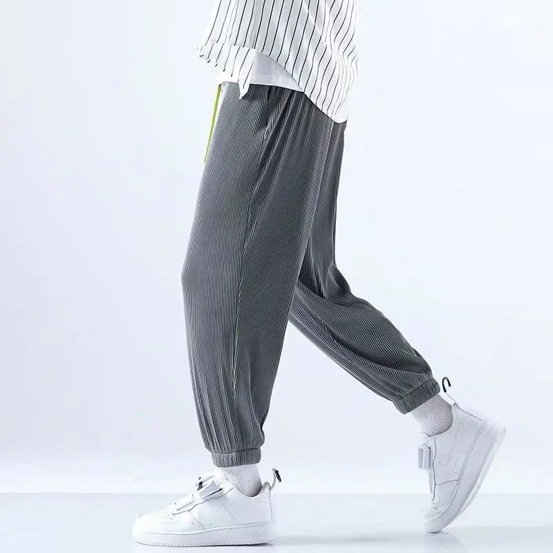 Men Ice Silk Pants Summer Loose Nine Point Sports Harem - Image 9