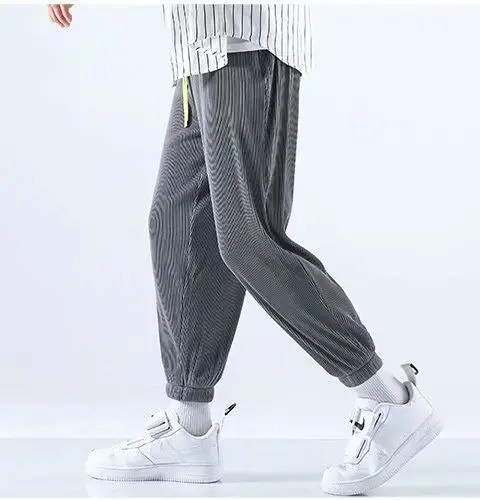 Men Ice Silk Pants Summer Loose Nine Point Sports Harem — feature 34