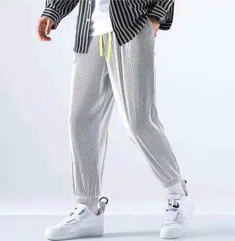 Men Ice Silk Pants Summer Loose Nine Point Sports Harem — feature 37