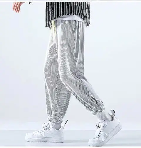 Men Ice Silk Pants Summer Loose Nine Point Sports Harem — feature 38