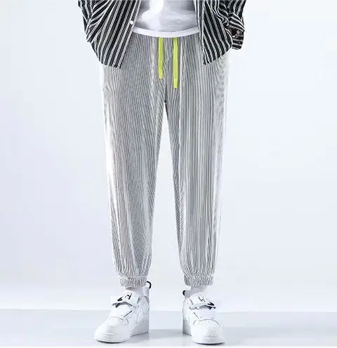 Men Ice Silk Pants Summer Loose Nine Point Sports Harem — feature 40