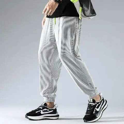 Men Ice Silk Pants Summer Loose Nine Point Sports Harem - Image 2