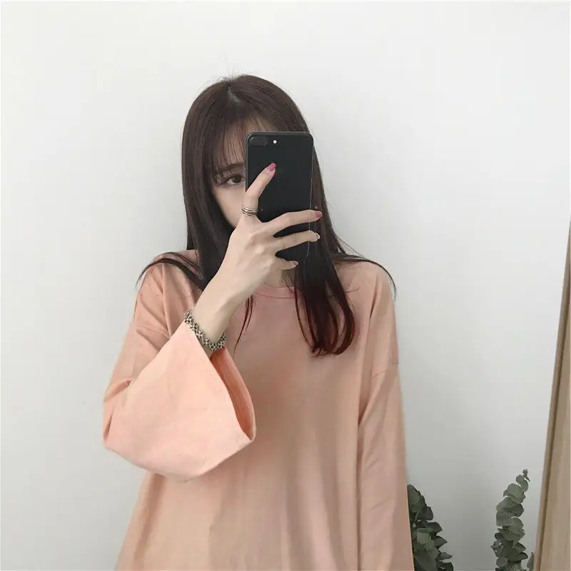 Women Long Sleeve T-Shirt Purple Loose Spring Autumn Korean Style - Image 14