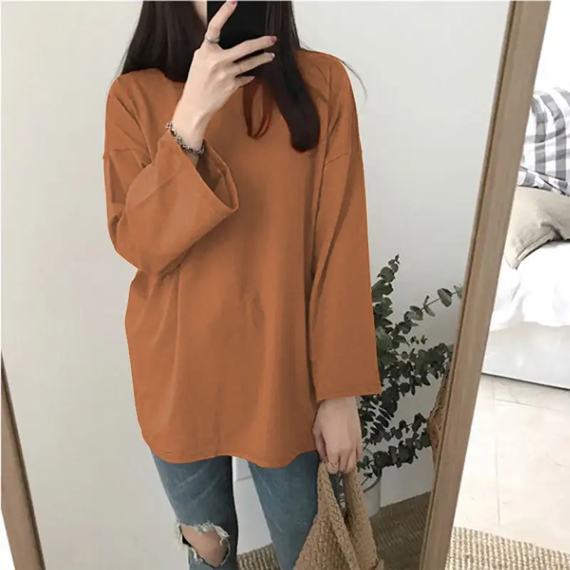 Women Long Sleeve T-Shirt Purple Loose Spring Autumn Korean Style — feature 17