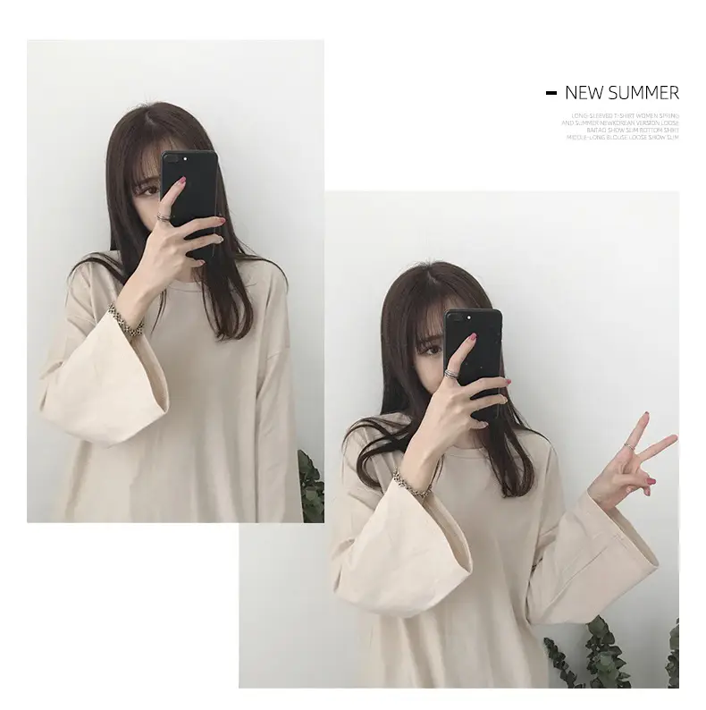 Women Long Sleeve T-Shirt Purple Loose Spring Autumn Korean Style — feature 7