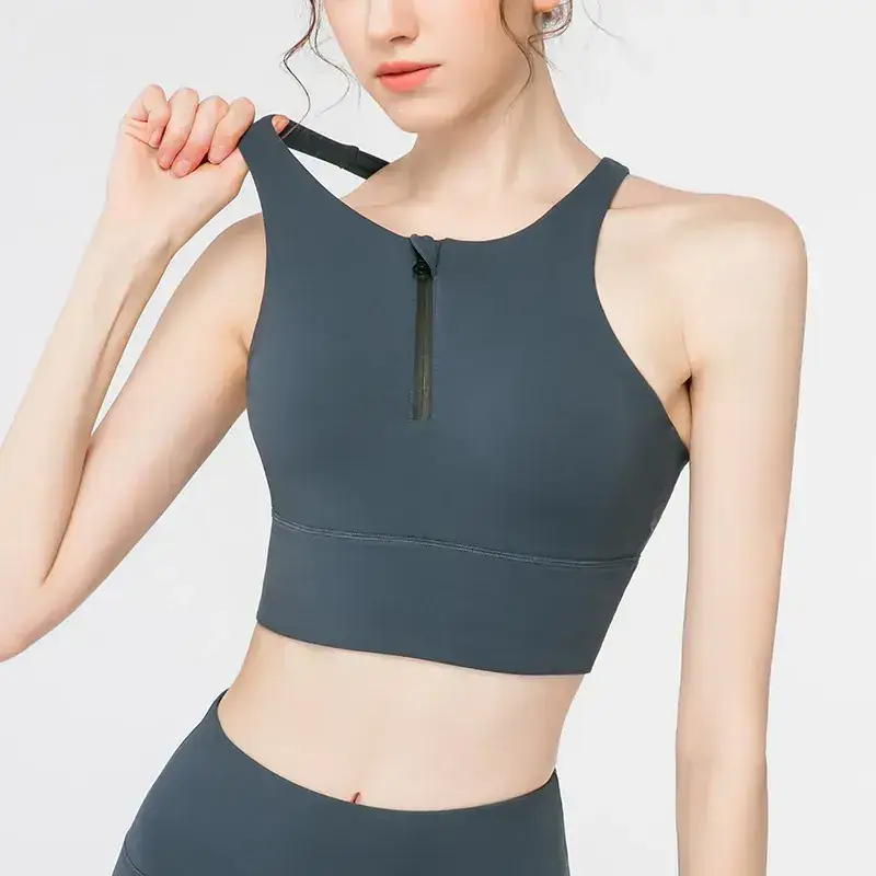 Women's Front Zipper Yoga Bra Underwear Black - Image 7