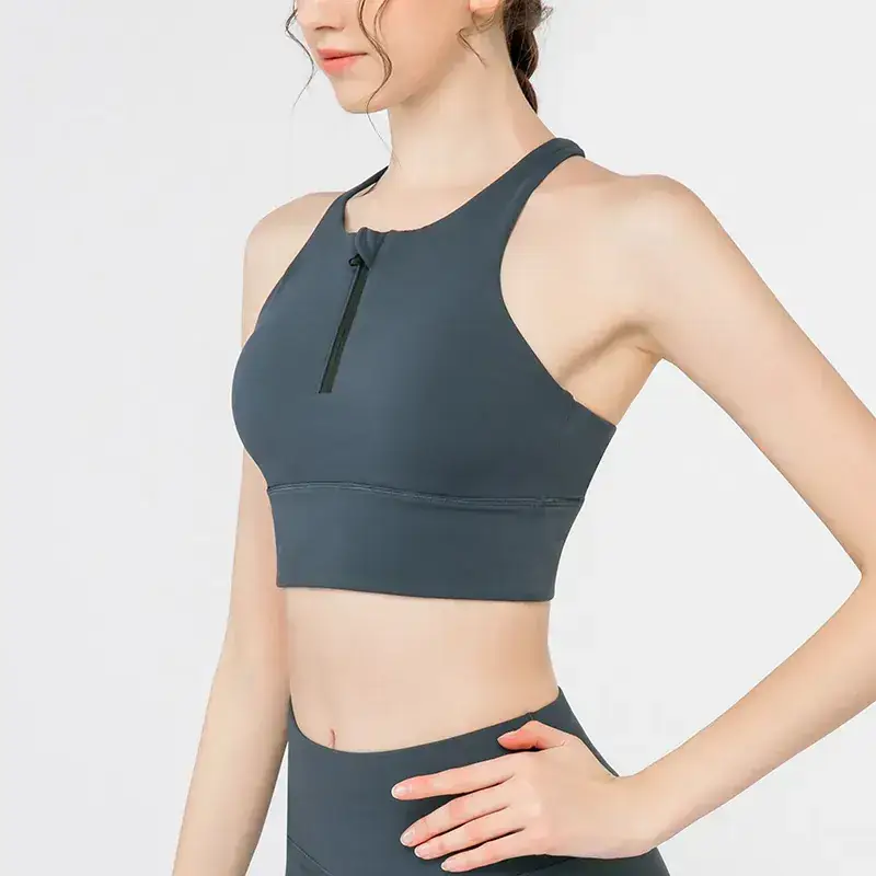 Women's Front Zipper Yoga Bra Underwear Black - Image 3