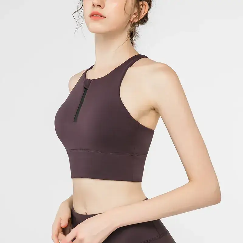 Women's Front Zipper Yoga Bra Underwear Black - Image 4