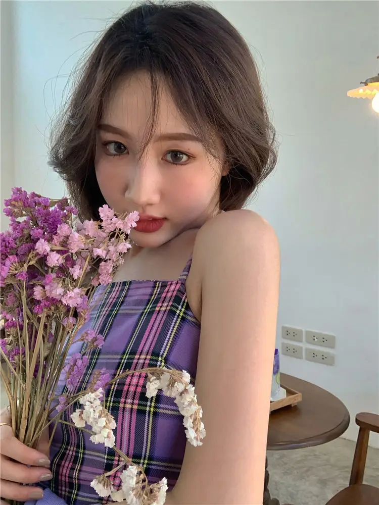 Purple Plaid 2-Piece Dress for Women Spring New Arrival — feature 13
